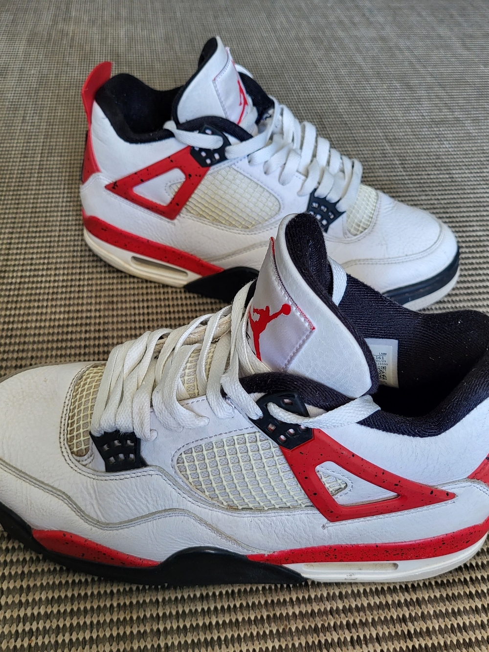 Air Jordan 4 Retro Red Cement White Black Crimson DH6927-161 Men's Size 9